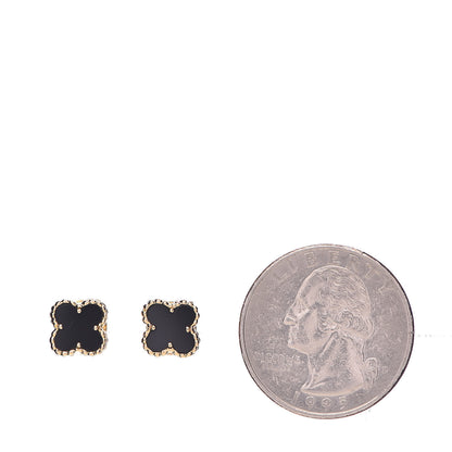 Van Cleef & Arpels 18K Yellow Gold Black Onyx Sweet Alhambra Earrings 2 of 5