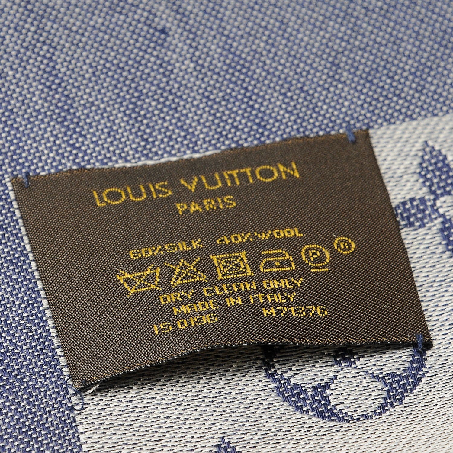 Louis Vuitton Wool Silk Monogram Denim Shawl Blue 4 of 6