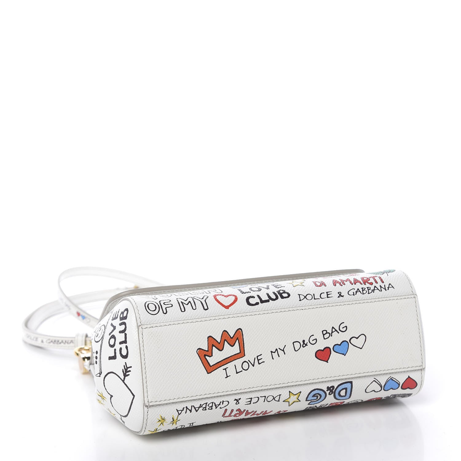 Dolce & Gabbana Dauphine Graffiti Printed Small Miss Sicily Satchel White 5 of 11