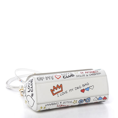 Dolce & Gabbana Dauphine Graffiti Printed Small Miss Sicily Satchel White 5 of 11