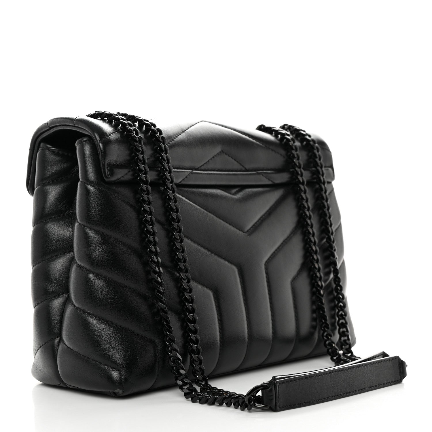 Saint Laurent Calfskin Y Quilted Monogram Monochrome Small Loulou Chain Satchel Black 3 of 13