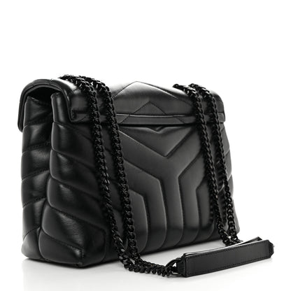 Saint Laurent Calfskin Y Quilted Monogram Monochrome Small Loulou Chain Satchel Black 3 of 13