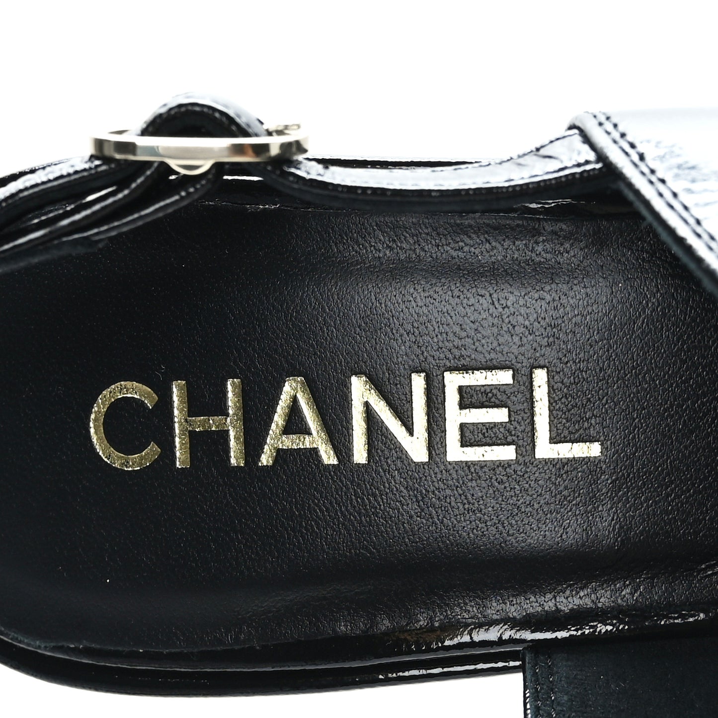 Crumpled Patent Lambskin Platform Sandals 38.5 Black