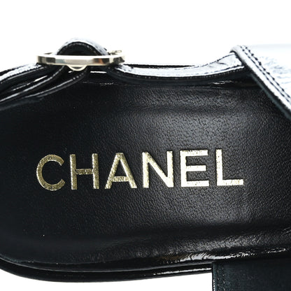 Chanel Crumpled Patent Lambskin Platform Sandals 38.5 Black 7 of 9