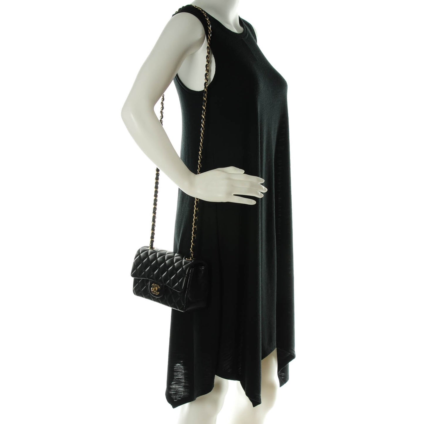 Lambskin Quilted Mini Rectangular Flap Black