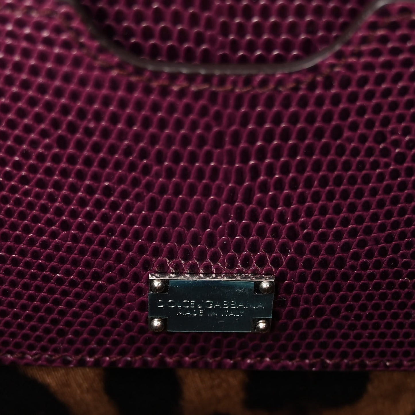 Lizard Calfskin Embossed Medium Monica Top Handle Bag Purple