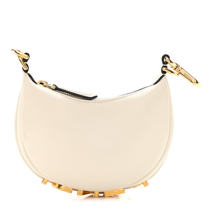 Fendi Vitello Grace Matte Nano Fendigraphy Hobo Charm White Ice 1 of 11