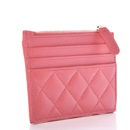 Chanel Caviar Quilted CC Zip Card Holder Pink 3 of 8