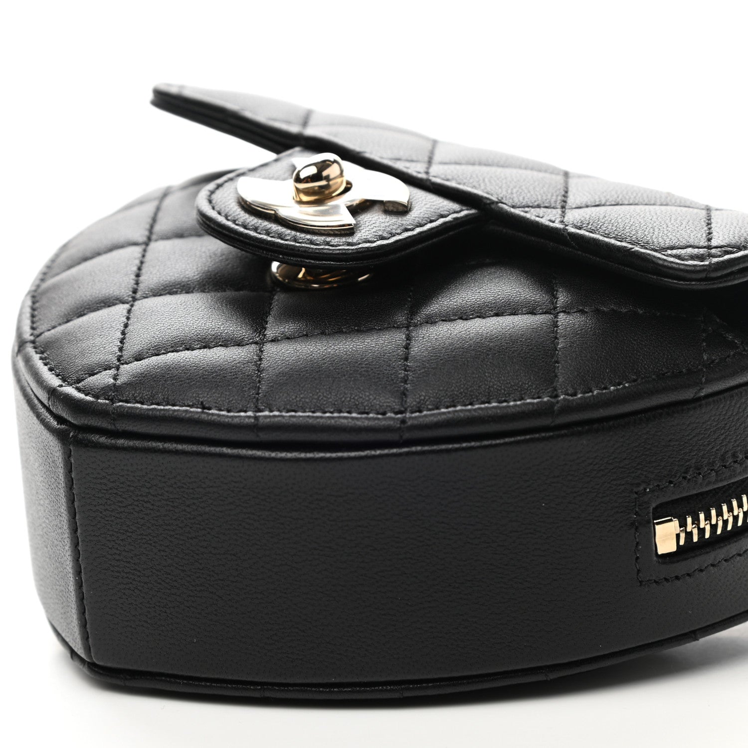 Chanel Lambskin Quilted CC In Love Heart Clutch With Chain Black 10 of 11