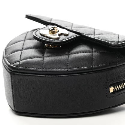 Chanel Lambskin Quilted CC In Love Heart Clutch With Chain Black 10 of 11