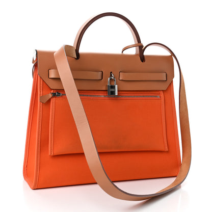 Hermes Vache Hunter Toile Herbag Zip 31 PM Orange 2 of 5