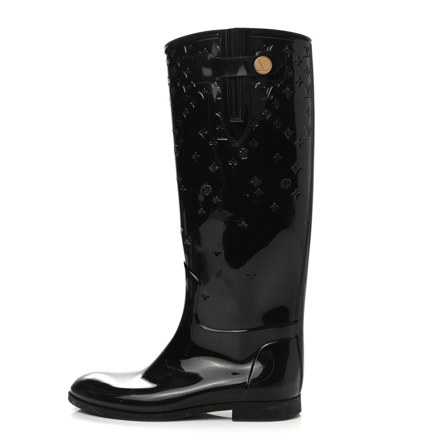 Rubber Embossed Monogram Drops High Rain Boots 41 Black