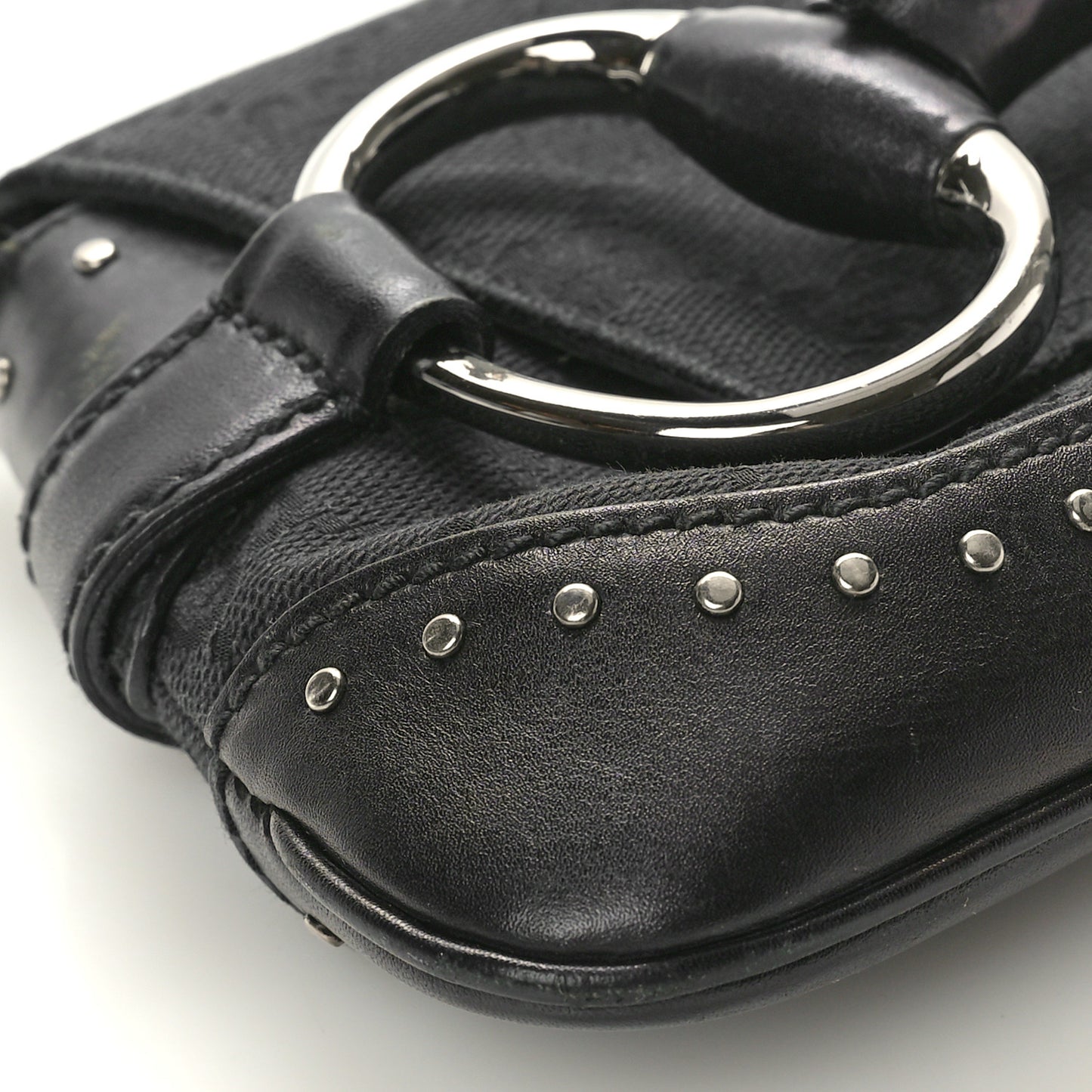 Monogram Studded Horsebit Clutch Black