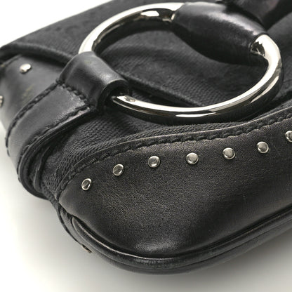 Gucci Monogram Studded Horsebit Clutch Black 9 of 11