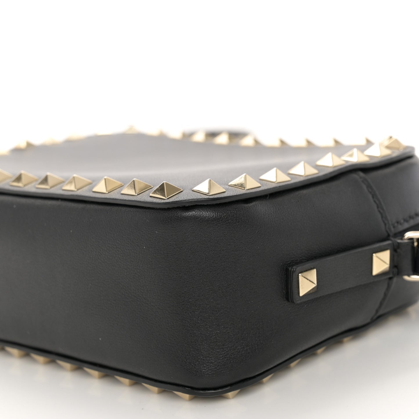 Calfskin Rockstud Camera Crossbody Bag Black