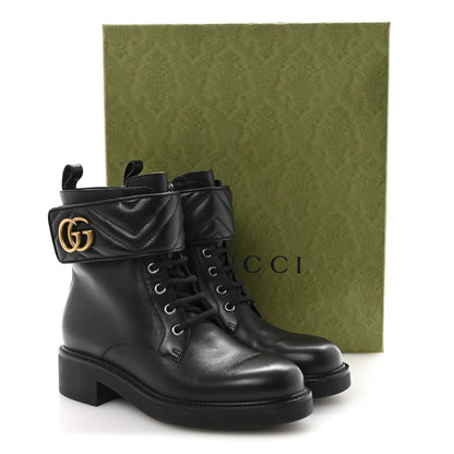 Gucci Flores Calfskin Nappa Matelasse GG 40mm Ankle Boots 37.5 Black 10 of 10