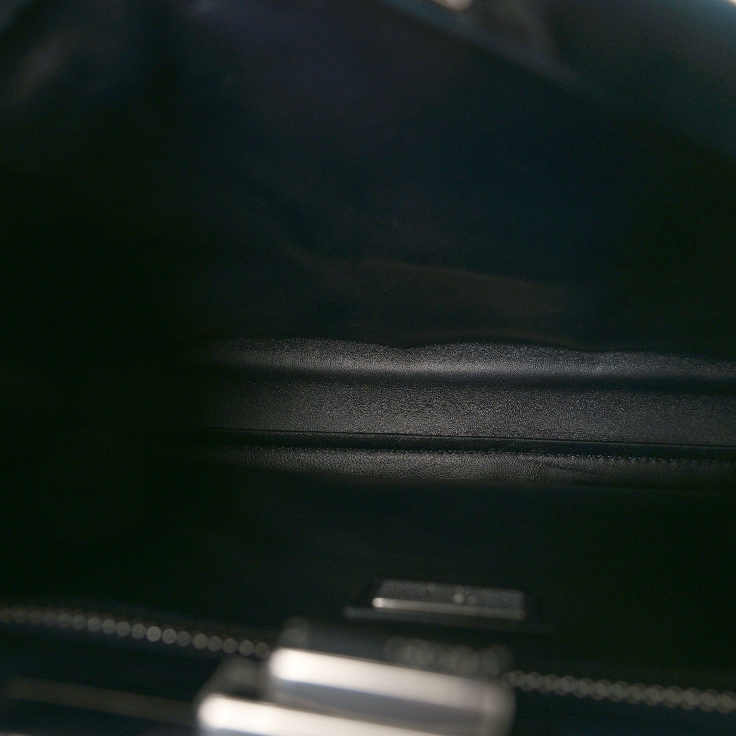 Fendi Chamois Karung Shiny Nappa Medium 3 Pocket Peekaboo Iconic Satchel Cobalto Petrolio 5 of 9