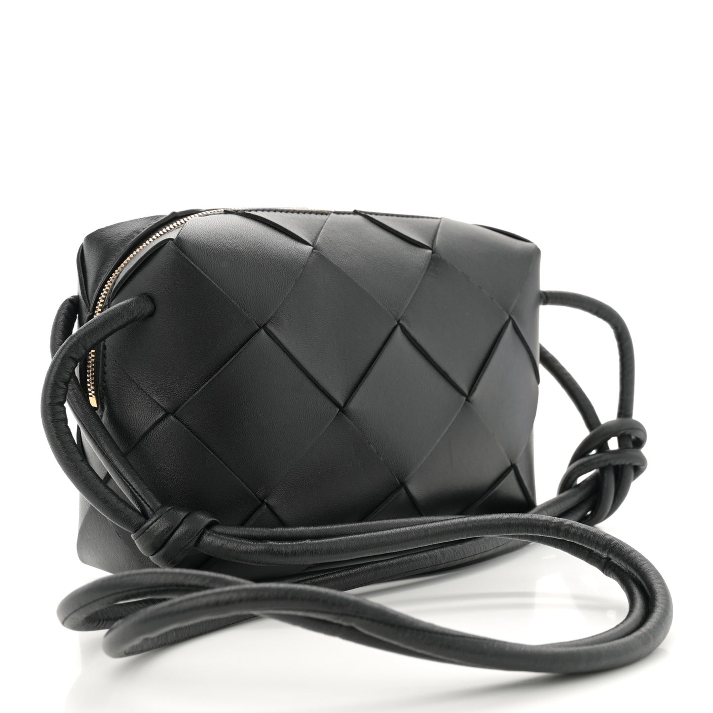 Lambskin Maxi Intrecciato Small Cassette Camera Bag Black