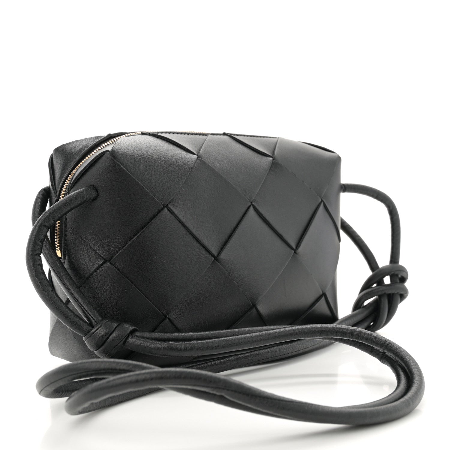 Bottega Veneta Lambskin Maxi Intrecciato Small Cassette Camera Bag Black 3 of 9
