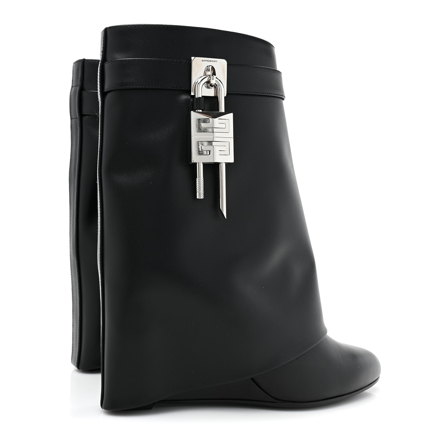 Givenchy Grained Calfskin Shark Lock Ankle Boots 38.5 Black 4 of 9