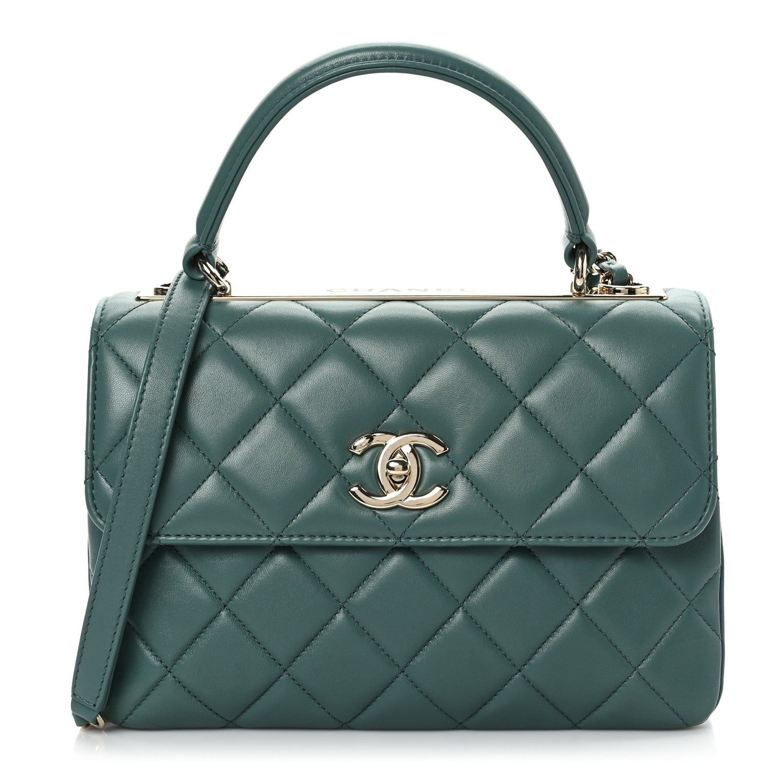 Chanel Lambskin Quilted Small Trendy CC Flap Dual Handle Bag Green 1 of 10