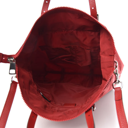 Gucci Nylon Monogram Dollar Calfskin Medium Vertical Tote Vibrant Red 5 of 10