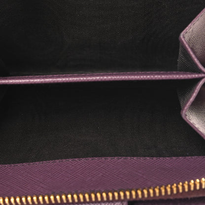 Prada Saffiano Triangle Compact Zip Around Wallet Purple 6 of 9
