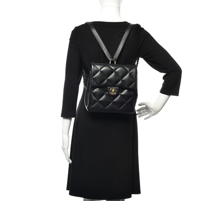 Chanel Lambskin Quilted Chain Backpack Black 2 of 17