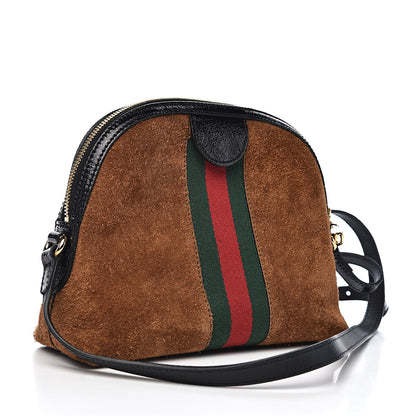 Gucci Suede Patent Web Small Ophidia Dome Shoulder Bag Nocciola Black 3 of 10