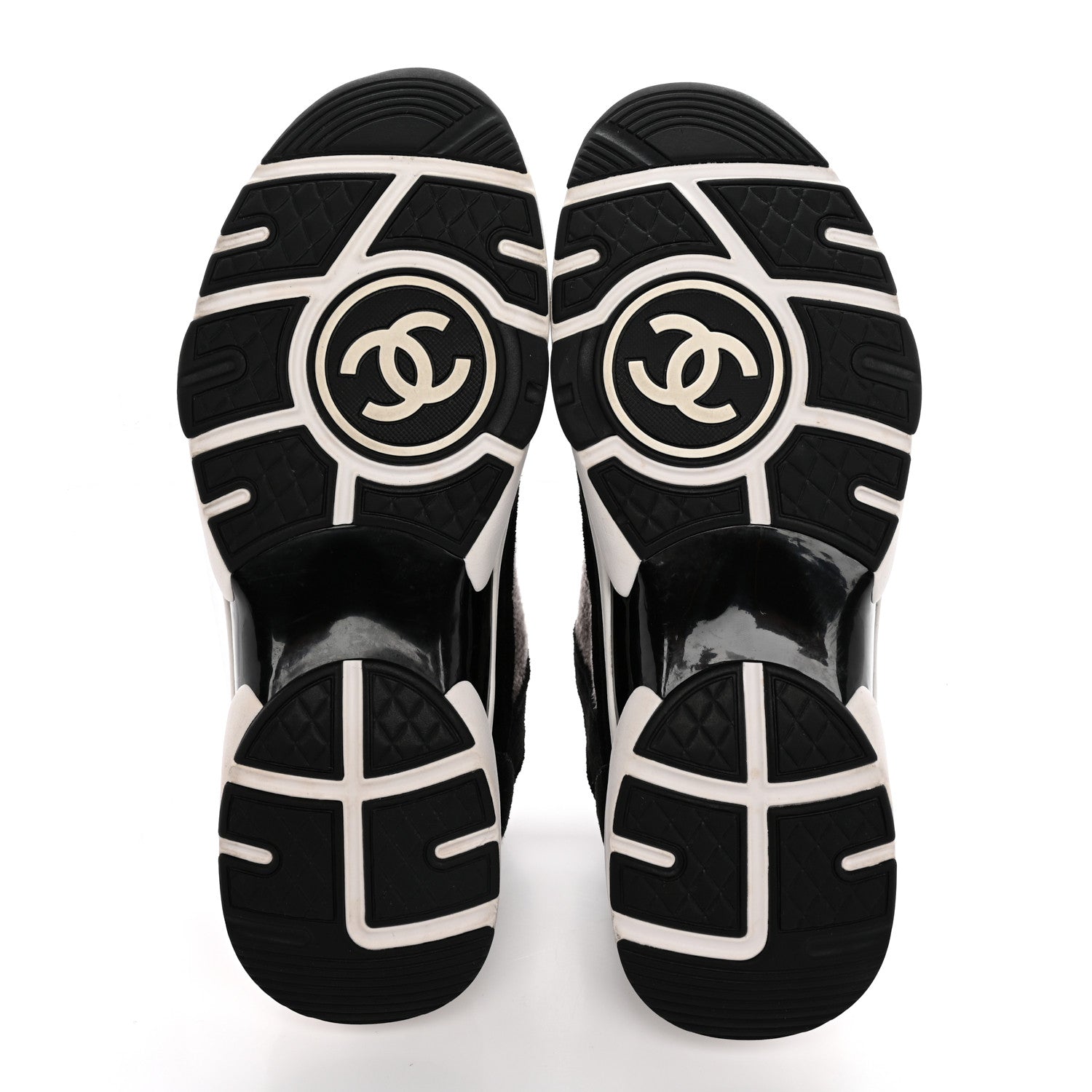 Chanel Fabric Suede Calfskin CC Sneakers 40.5 Grey Black 6 of 9