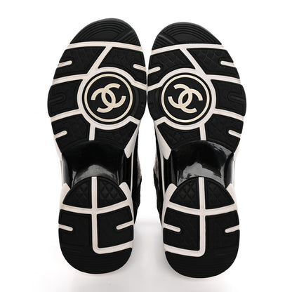 Chanel Fabric Suede Calfskin CC Sneakers 40.5 Grey Black 6 of 9