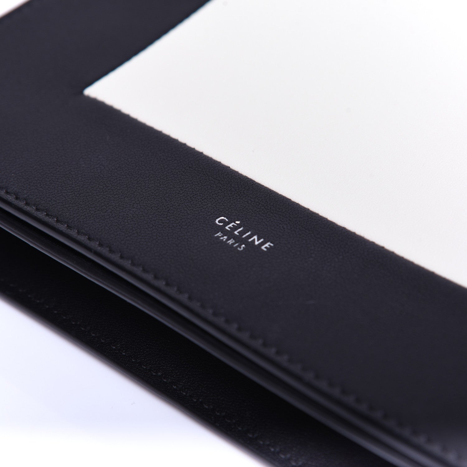 Celine Smooth Lambskin Frame Evening Chain Clutch Black White 11 of 11