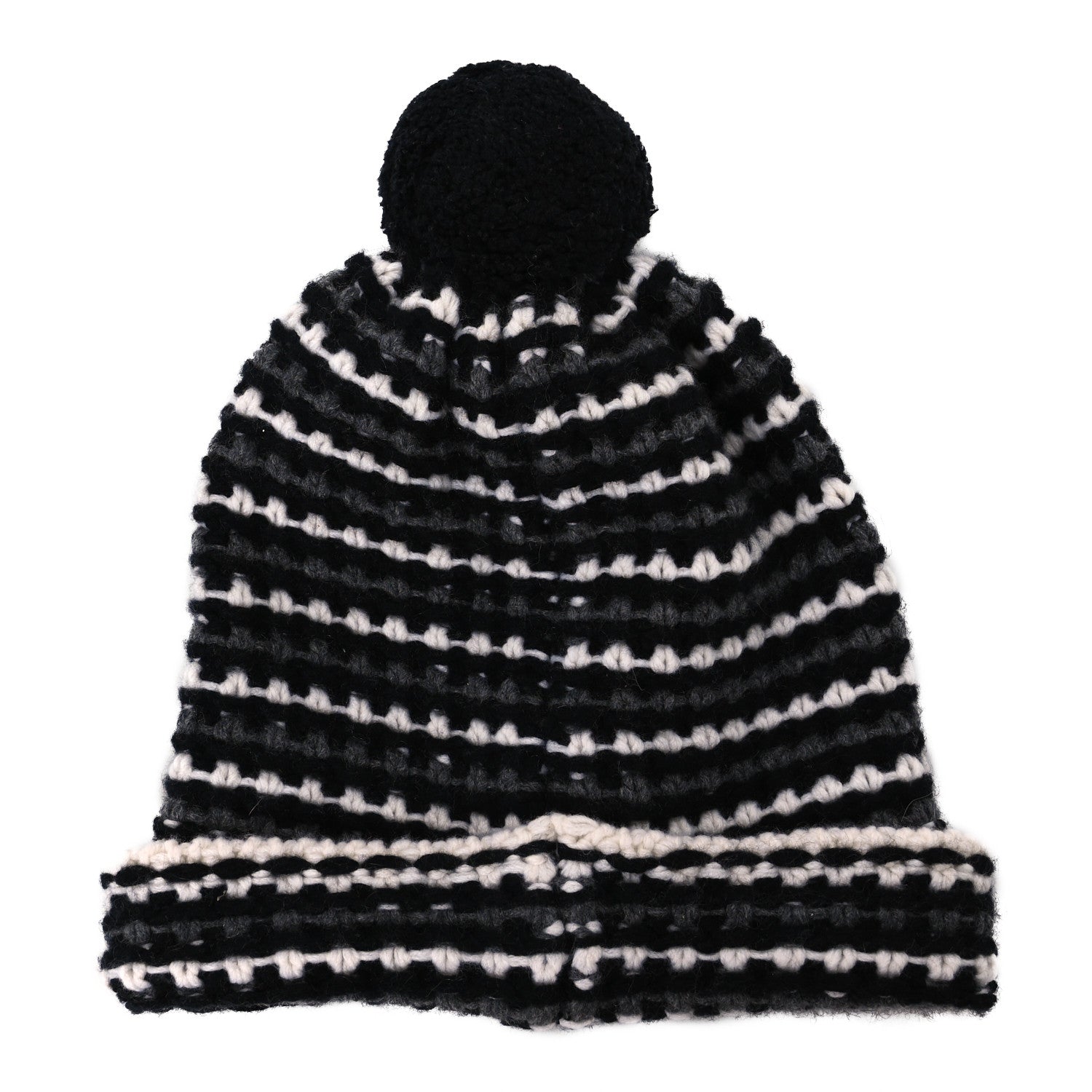 Chanel Cashmere CC Beanie Hat Black White Grey 3 of 6