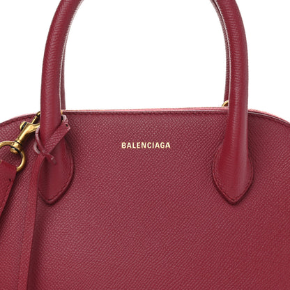 Balenciaga Signature Grained Calfskin Logo S Ville Top Handle Bag Rouge Grenat White 8 of 10