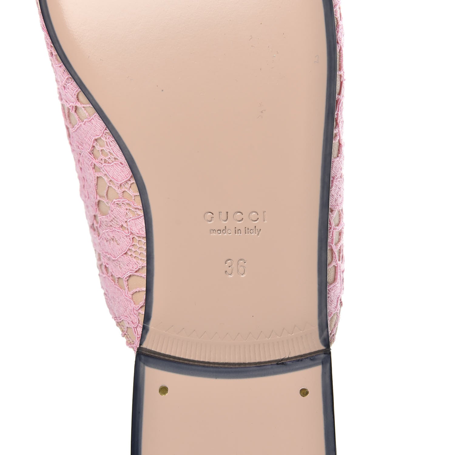 Gucci Lace Malaga Kid Womens Princetown Slippers 36 Sugar Pink Skin Rose 7 of 10