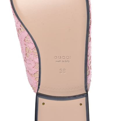 Gucci Lace Malaga Kid Womens Princetown Slippers 36 Sugar Pink Skin Rose 7 of 10