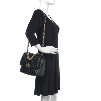 Chanel Lambskin Quilted Large 19 Flap Black 2 of 9