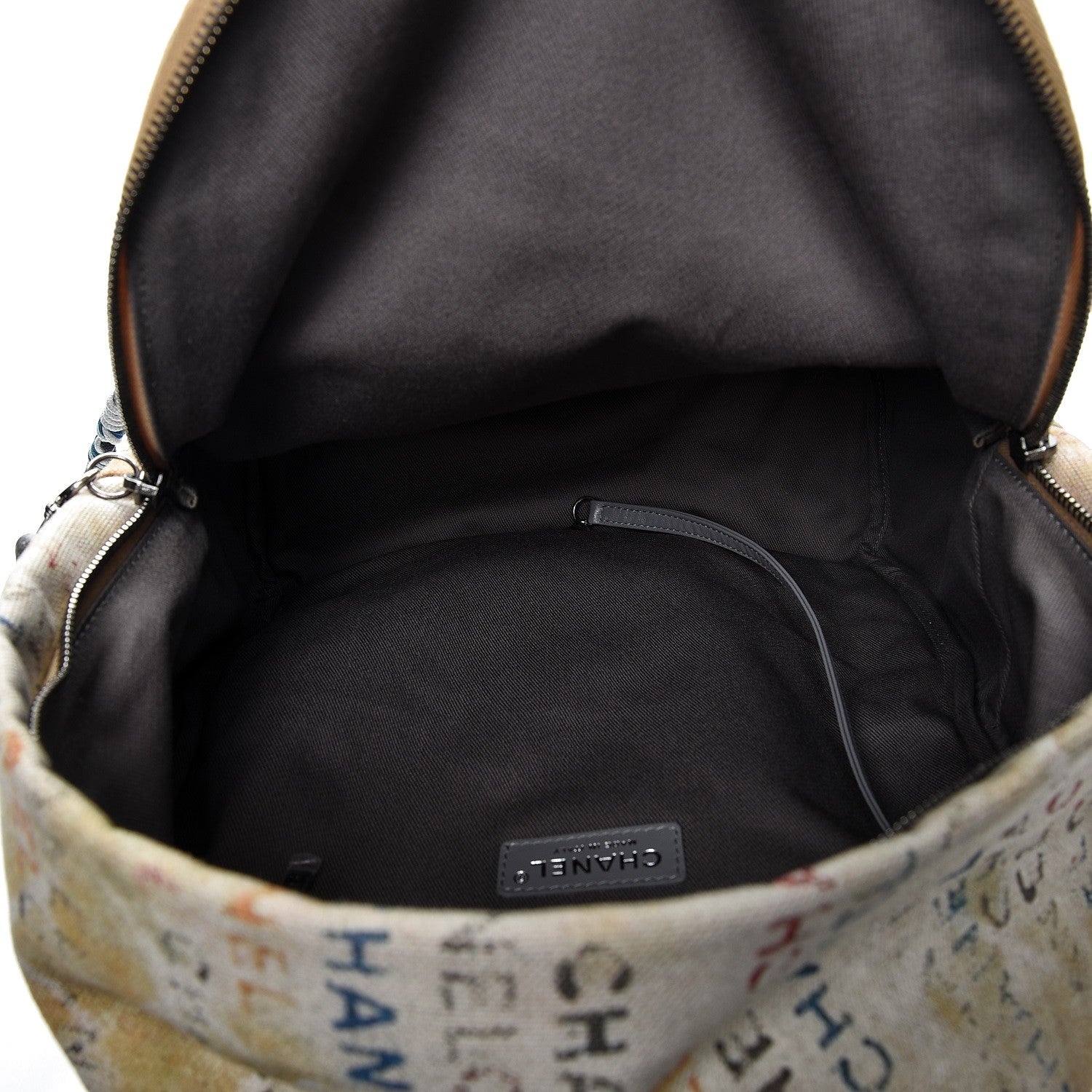 Chanel Graffiti Printed Canvas Medium Backpack Beige 4 of 7