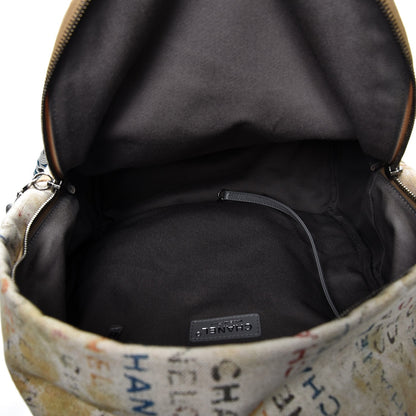 Chanel Graffiti Printed Canvas Medium Backpack Beige 4 of 7
