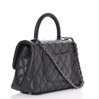 Chanel Caviar Lizard Quilted Mini Coco Handle Flap Black 3 of 9