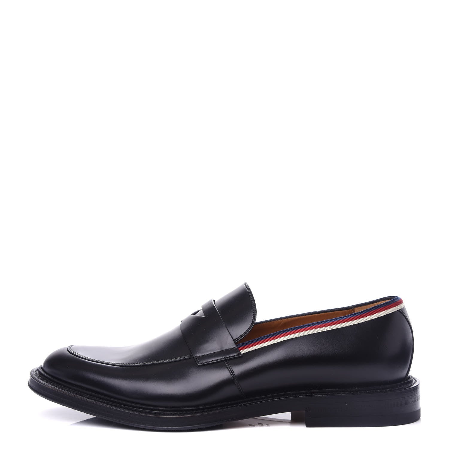 Gucci Calfskin Mens Web Sylvie Loafers 10.5 Black 1 of 12