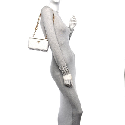 Chanel Caviar Quilted Sweetheart Vanity Case White 2 of 13