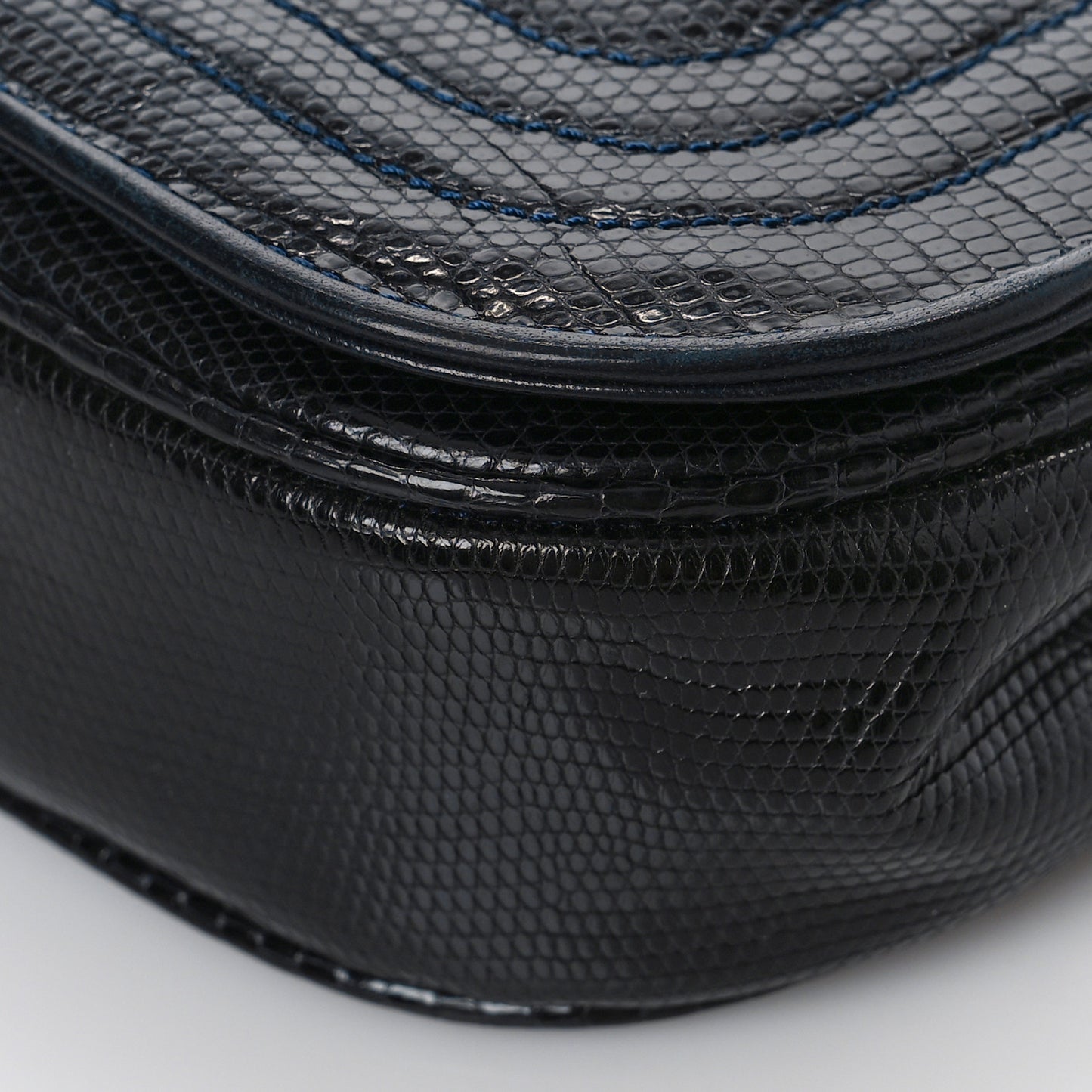 Lizard CC Mini Flap Bag in Navy