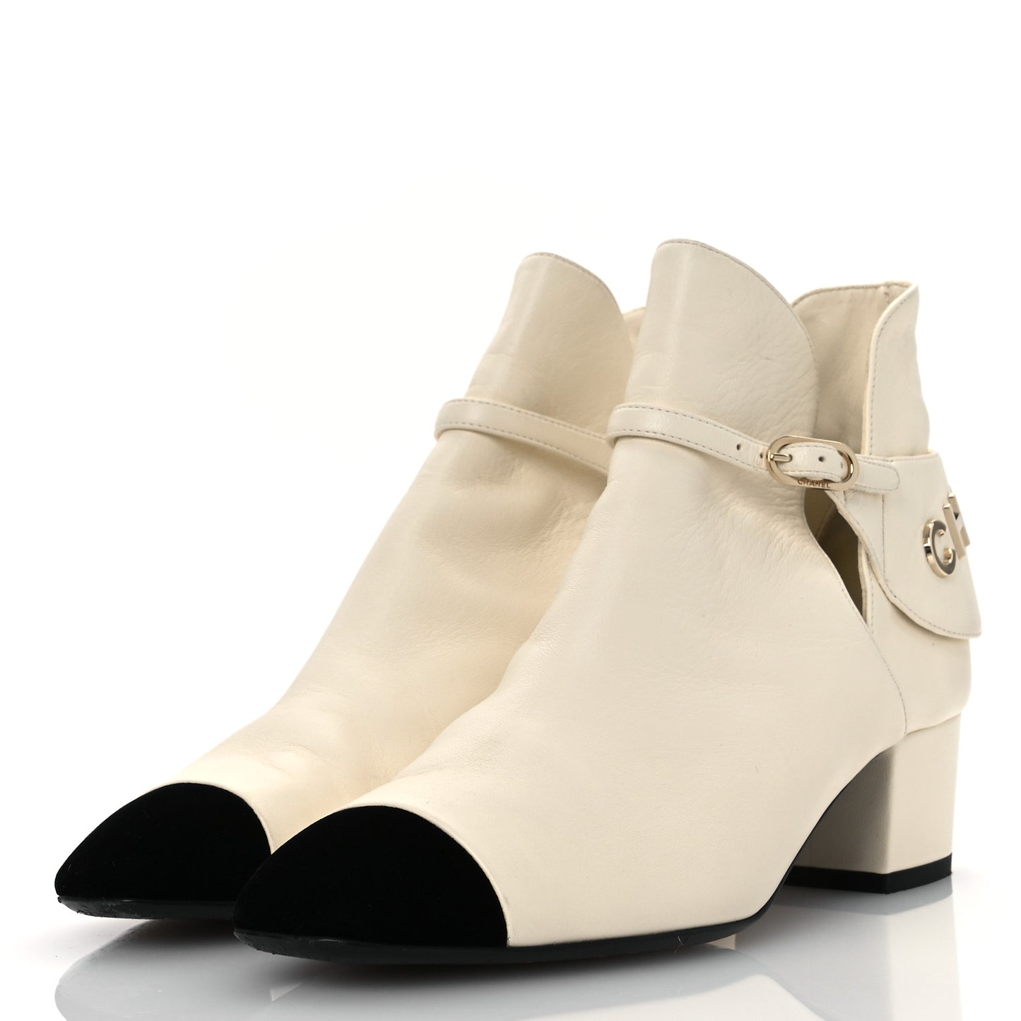 Lambskin Velvet Cap Toe Short Ankle Boots 37 White