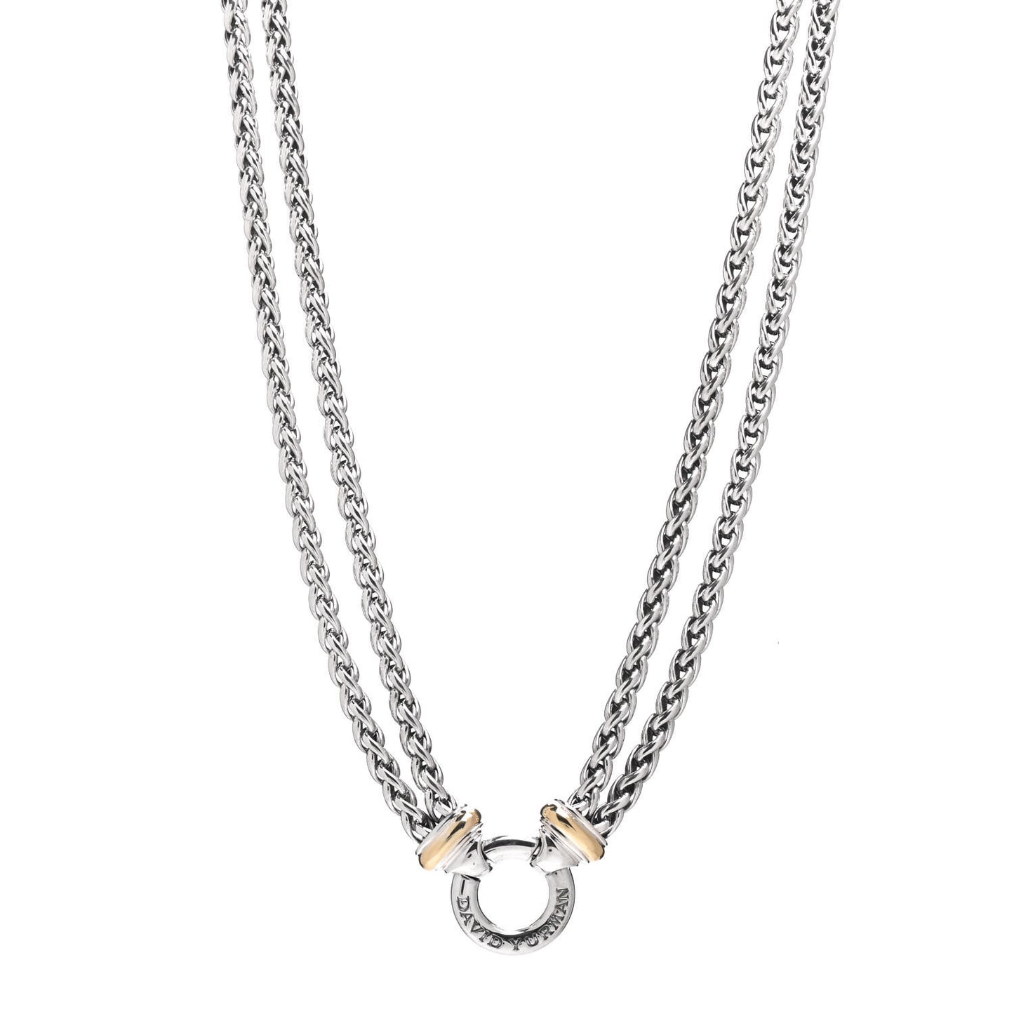 Sterling Silver 18K Yellow Gold 8mm Double Wheat Chain Necklace