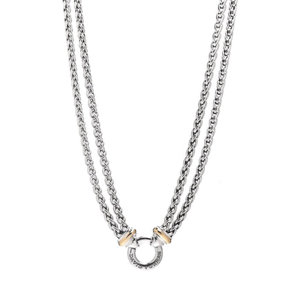 David Yurman Sterling Silver 18K Yellow Gold 8mm Double Wheat Chain Necklace 1 of 4