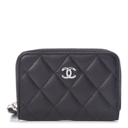 Chanel Lambskin Quilted Zip Coin Purse Black 1 of 7