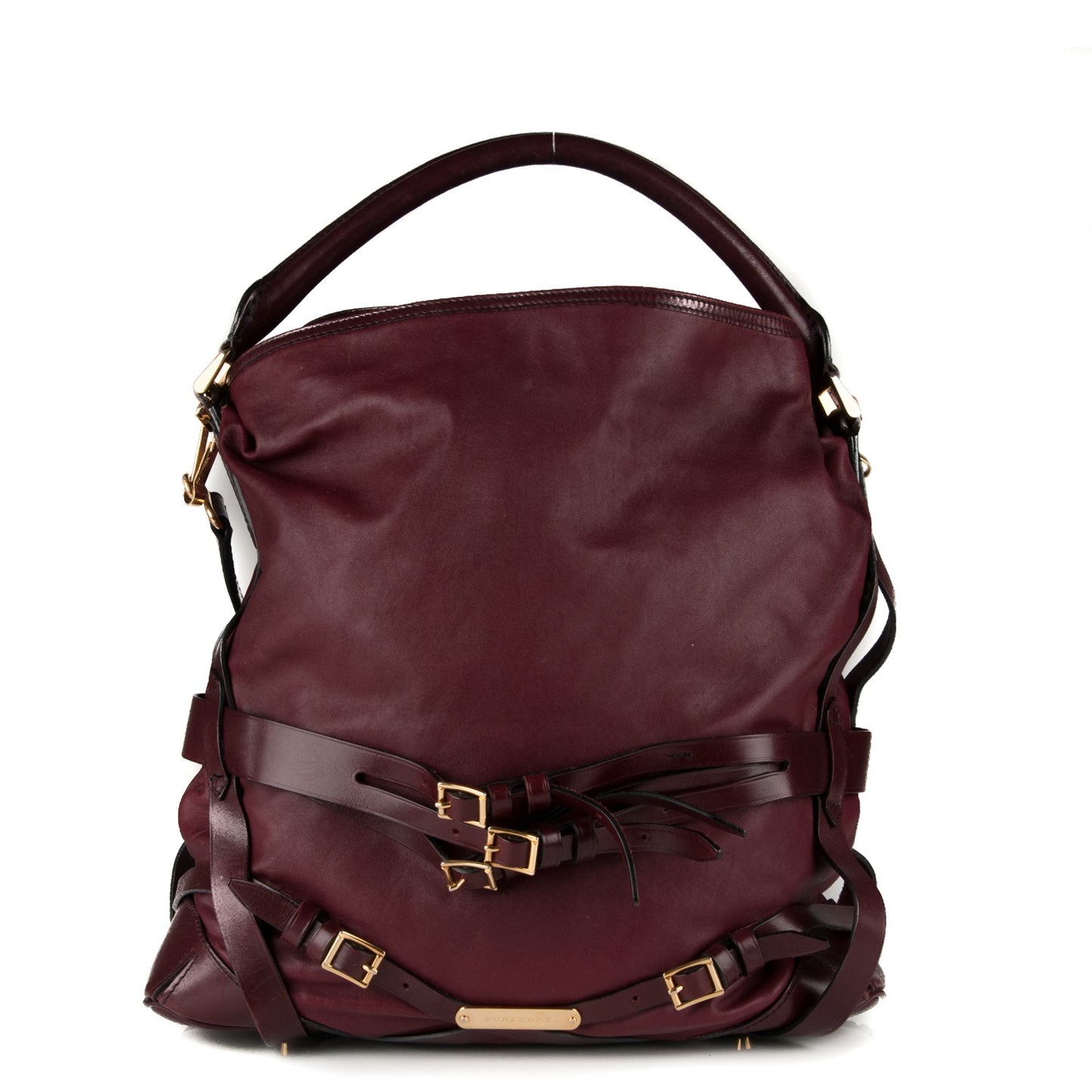 Soft Lambskin Bridle Calfskin Medium Gosford Hobo Claret Red