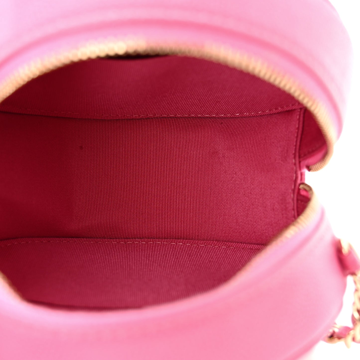 Caviar Quilted Round Clutch With Chain Pink