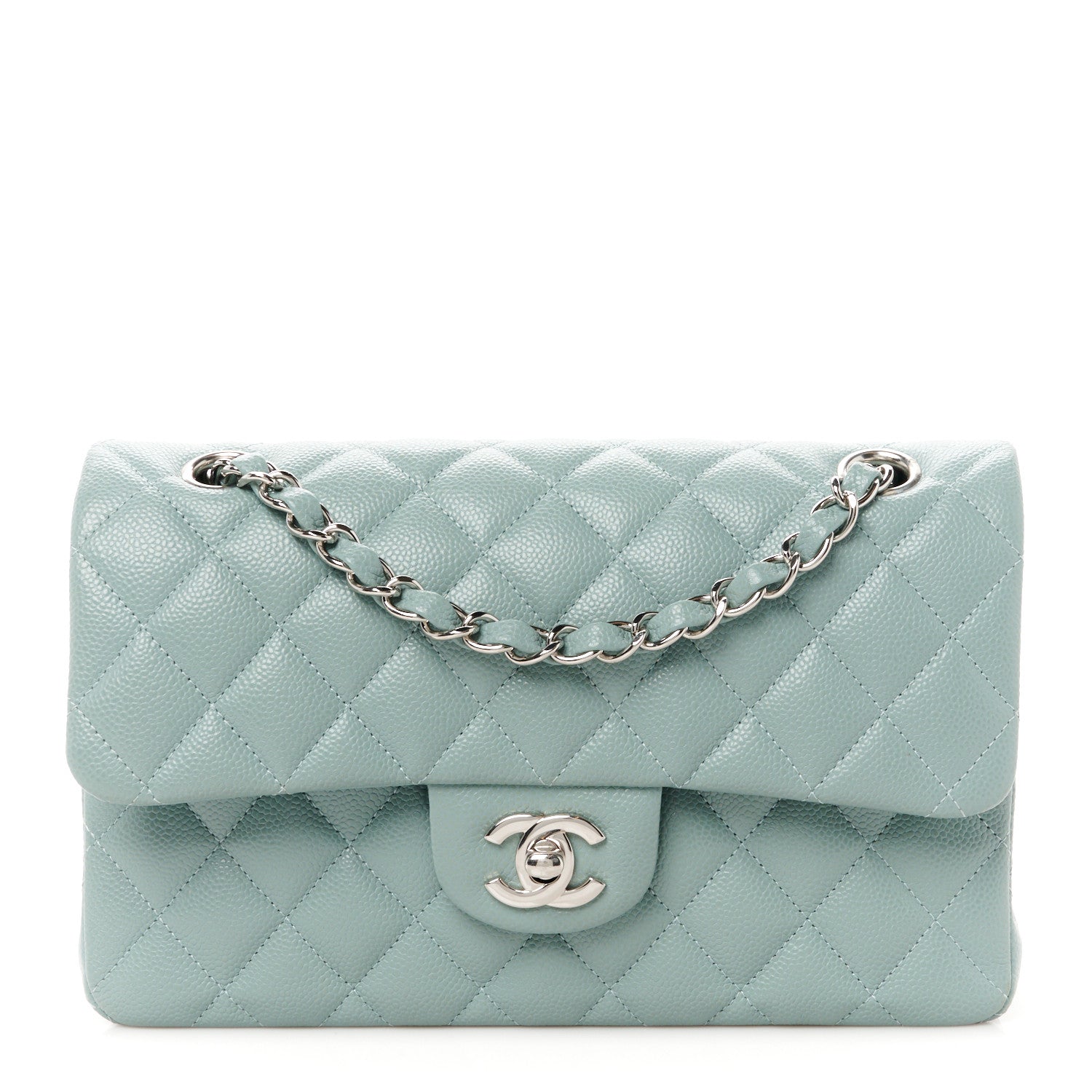 Chanel Caviar Quilted Small Double Flap Light Blue 1 of 12